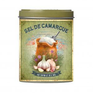 Boite verseuse - Sel de Camargue au Thym et à  l'ail 120 g