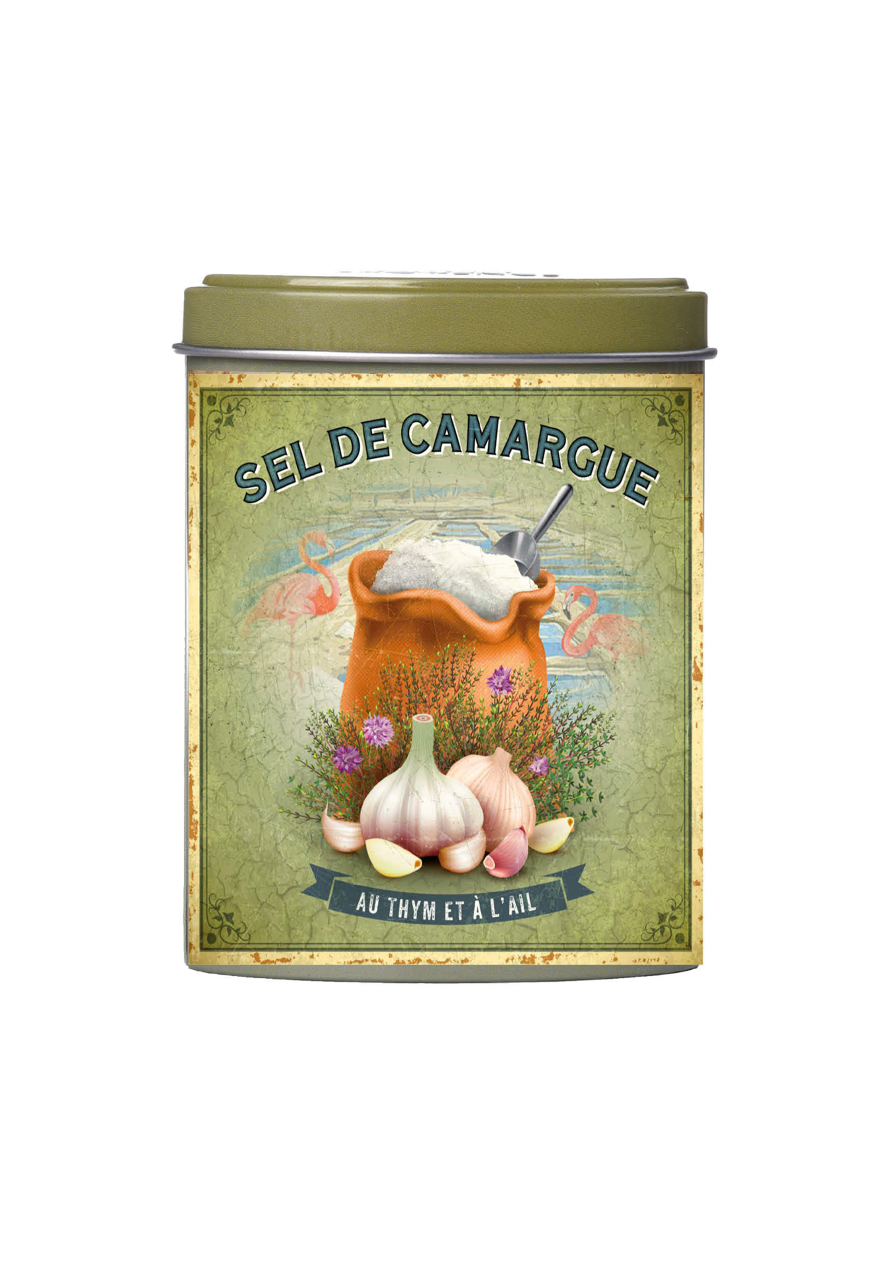 Boite verseuse - Sel de Camargue au Thym et à  l'ail 120 g