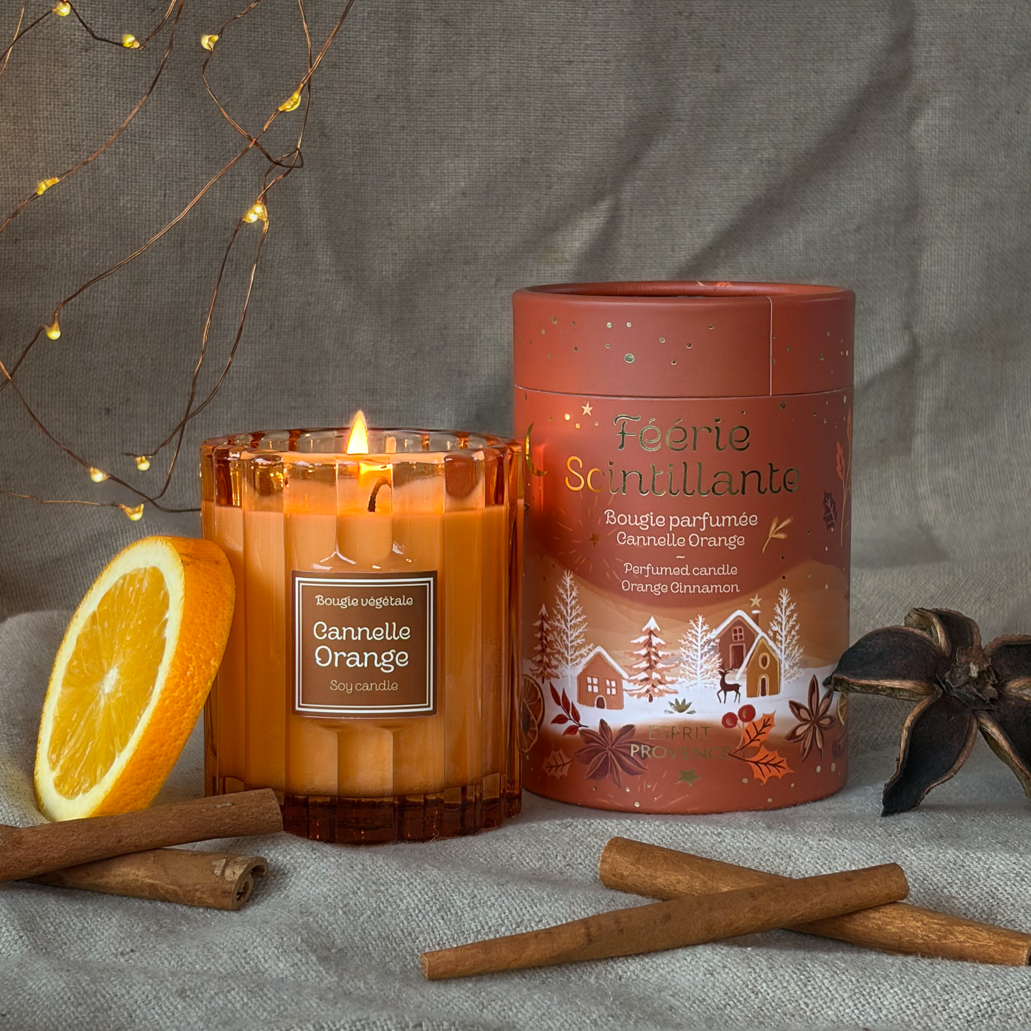 Coffret Bougie Parfumée Cannelle Orange - Féerie Scintillante - 190g – Image 2